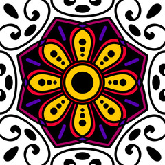 Ethnic Mandala Ornament. Arabic, Pakistan, Moroccan, Turkish, Indian, Spain motifs