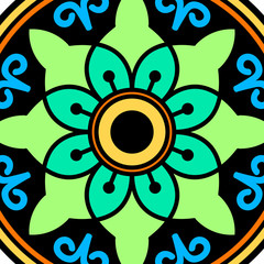 Ethnic Mandala Ornament. Arabic, Pakistan, Moroccan, Turkish, Indian, Spain motifs