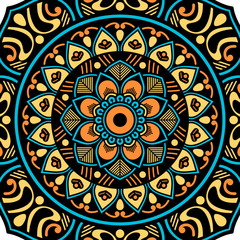 Ethnic Mandala Ornament. Arabic, Pakistan, Moroccan, Turkish, Indian, Spain motifs