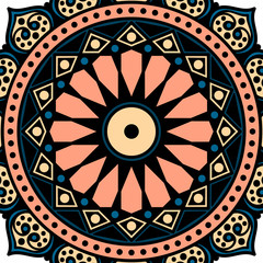 Ethnic Mandala Ornament. Arabic, Pakistan, Moroccan, Turkish, Indian, Spain motifs
