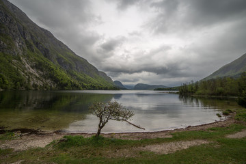 Fototapeta na wymiar Beautiful landscape. Bohinj lake, Slovenia