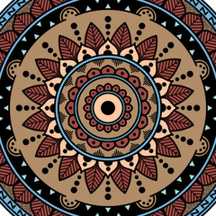Ethnic Mandala Ornament. Arabic, Pakistan, Moroccan, Turkish, Indian, Spain motifs