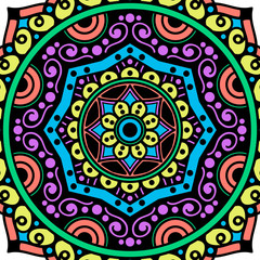 Ethnic Mandala Ornament. Arabic, Pakistan, Moroccan, Turkish, Indian, Spain motifs
