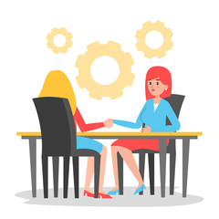 Business deal between woman and woman vector isolated