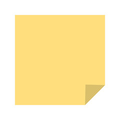 Colorful yellow note sheet. Vector isolated notepaper.