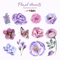floral with watercolor painting design, illustration, background