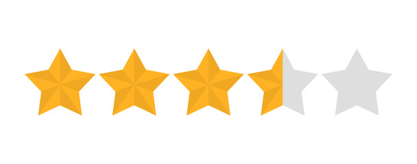 Star rating vector isolated. Golden star shape. Quality