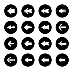 Vector arrow buttons in round shape. Set of flat icons, signs, symbols arrow for interface design, web design