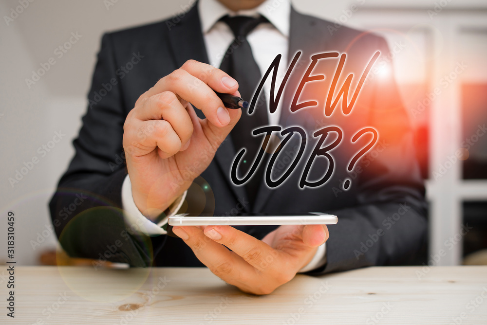 Poster text sign showing new job question. business photo showcasing asking if a demonstrating got regular 