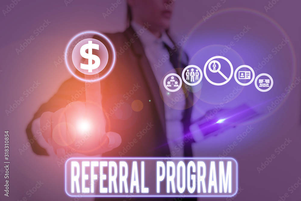 Poster handwriting text writing referral program. conceptual photo employees are rewarded for introducing s