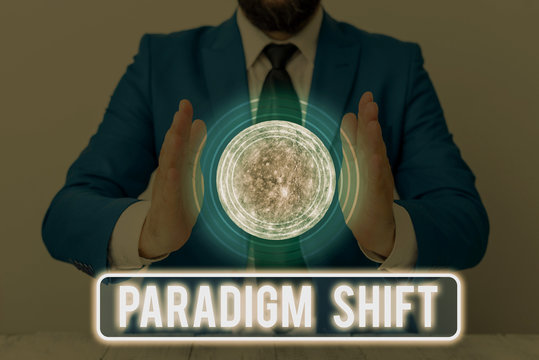 Text sign showing Paradigm Shift. Business photo text fundamental change in approach or underlying assumptions Elements of this image furnished by NASA