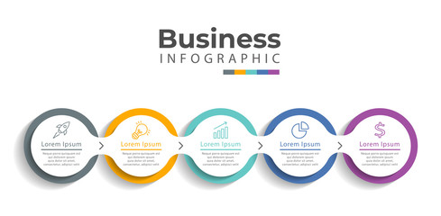 Vector illustration Infographic design template with icons and 5 options or steps. Can be used for process, presentations, layout, banner,info graph.