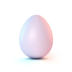 White egg with colored lighting on white background