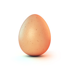 Brown egg with colored lighting on white background