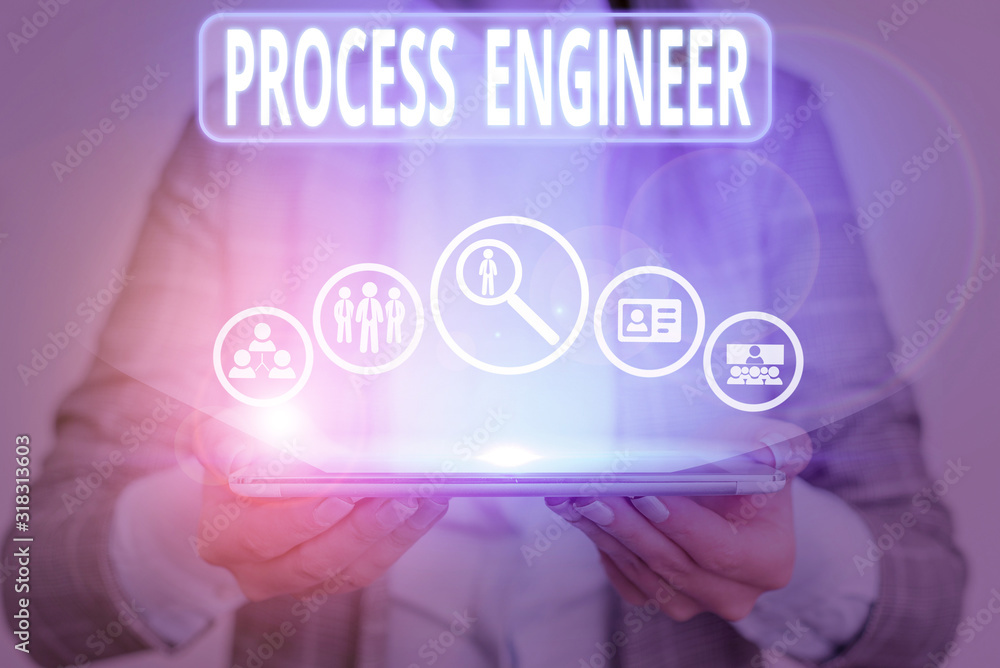 Poster conceptual hand writing showing process engineer. concept meaning responsible for developing new ind