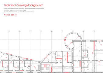 Architectural plan,technical project .House plan project .Engineering design .Industrial construction of houses .Vector , illustration.