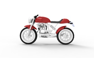 Fototapeta premium 3D rendering of a vintage cafe racer motorcycle on white background