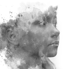 Paintography. Portrait combined with a painting