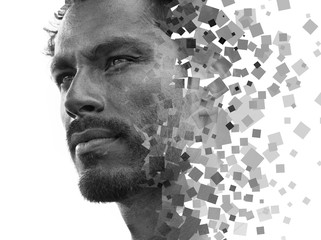 A portrait combined with a digital illustration