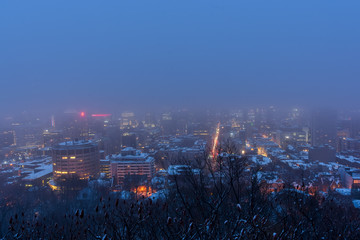 foggy city at dawn