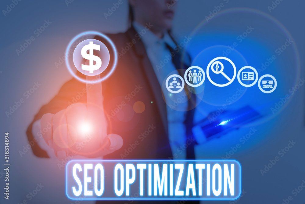 Poster handwriting text writing seo optimization. conceptual photo increasing visibility of a website or a 