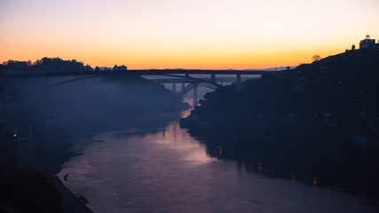 Douro river at night, Porto, Portugal.