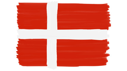 Flag symbol of Denmark painted, vector