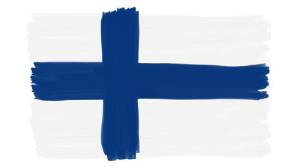 Flag symbol of Finland painted, vector