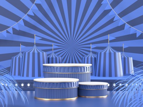 abstract geometric shape carnival design for cosmetic or product display podium 3d render.