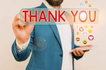 Handwriting text writing Thank You. Conceptual photo polite expression used when acknowledging gift...