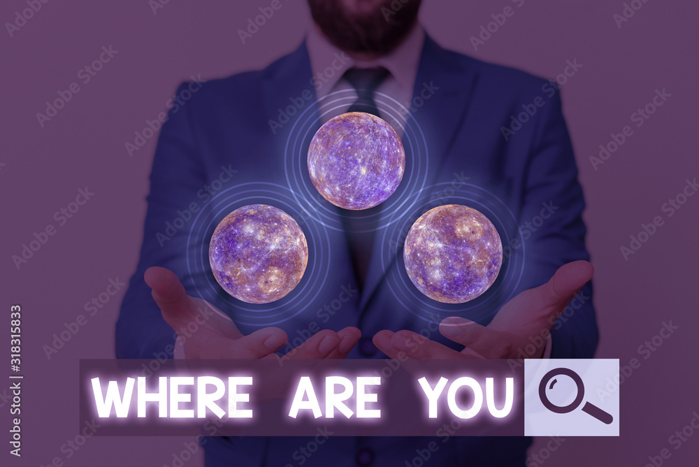 Poster writing note showing where are you. business concept for give us your location address direction poi