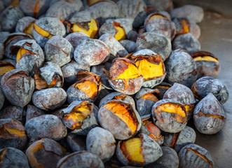 Bunch of roasted chestnuts