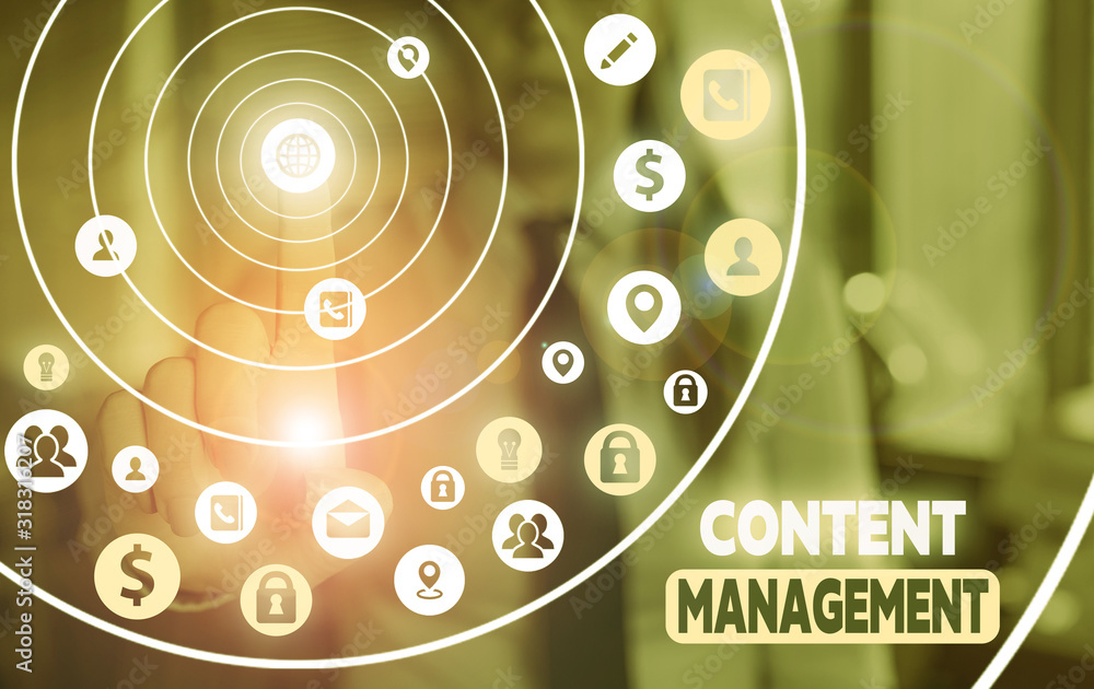 Aufkleber conceptual hand writing showing content management. concept meaning programs used to create and anal