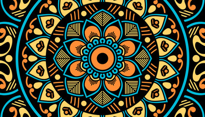 Ethnic Mandala Ornament. Arabic, Pakistan, Moroccan, Turkish, Indian, Spain motifs