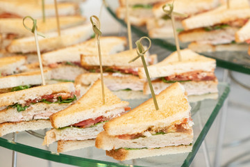 fast food, sandwiches for coffee breaks, small snack close-up