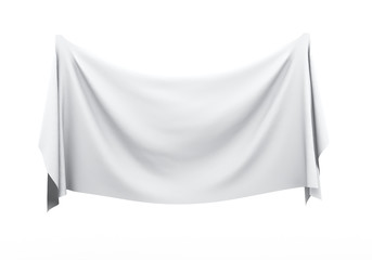 3d render of white empty cloth banner
