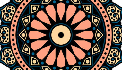 Ethnic Mandala Ornament. Arabic, Pakistan, Moroccan, Turkish, Indian, Spain motifs