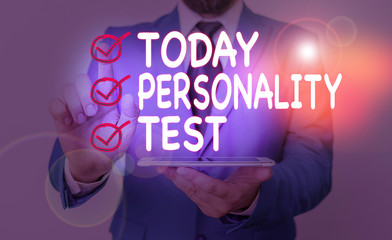 Writing note showing Personality Test. Business concept for A method of assessing huanalysis...