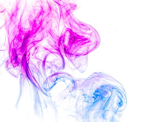 Colored smoke on white background