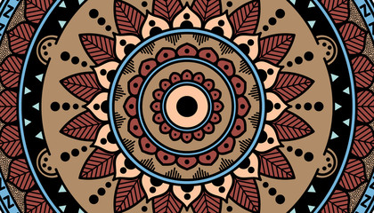 Ethnic Mandala Ornament. Arabic, Pakistan, Moroccan, Turkish, Indian, Spain motifs