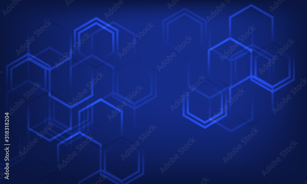 Poster blue sci-fi hexagonal abstract background