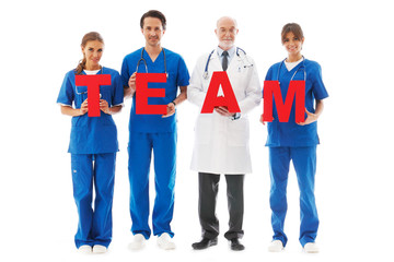 Doctors holding team letters