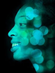Obraz premium Surreal creative double exposure portrait