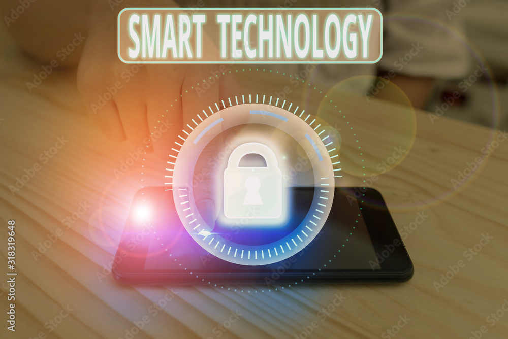 Poster text sign showing smart technology. business photo showcasing used to protect and prevent errors in 