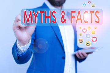Handwriting text writing Myths And Facts. Conceptual photo usually traditional story of ostensibly...