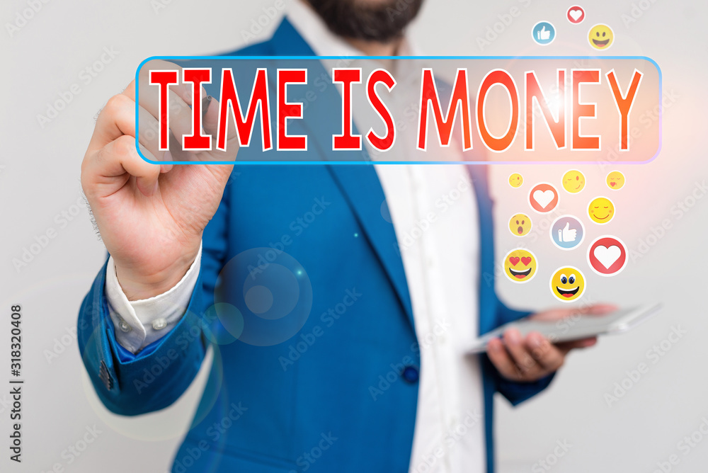 Poster handwriting text writing time is money. conceptual photo time is a valuable resource do things as qu