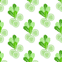 Seamless background from slices of cucumber , lettuce, Chinese cabbage. Health food. Cooking food . Ingredients for vegetable salad.