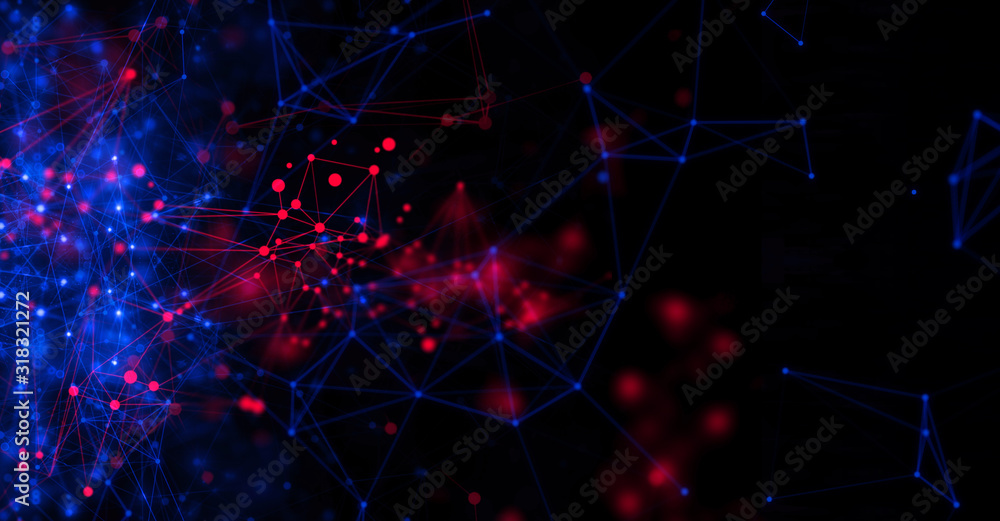 Poster network social online, background 3d illustration rendering, machine deep learning, data cloud stora