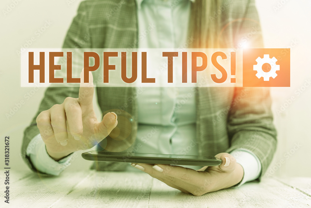 Poster word writing text helpful tips. business photo showcasing advices given to be helpful knowledge in l
