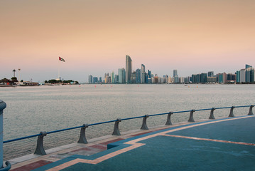 Abu Dhabi downtown waterfront skyline view